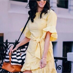 1. State Sunny Yellow Ruffle Mini Dress